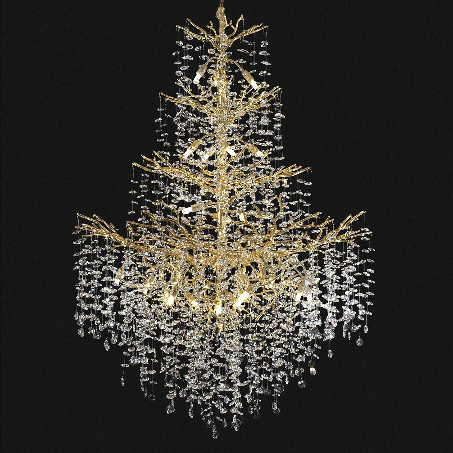 Gold Tree Branch Crystal Chandelier 32"