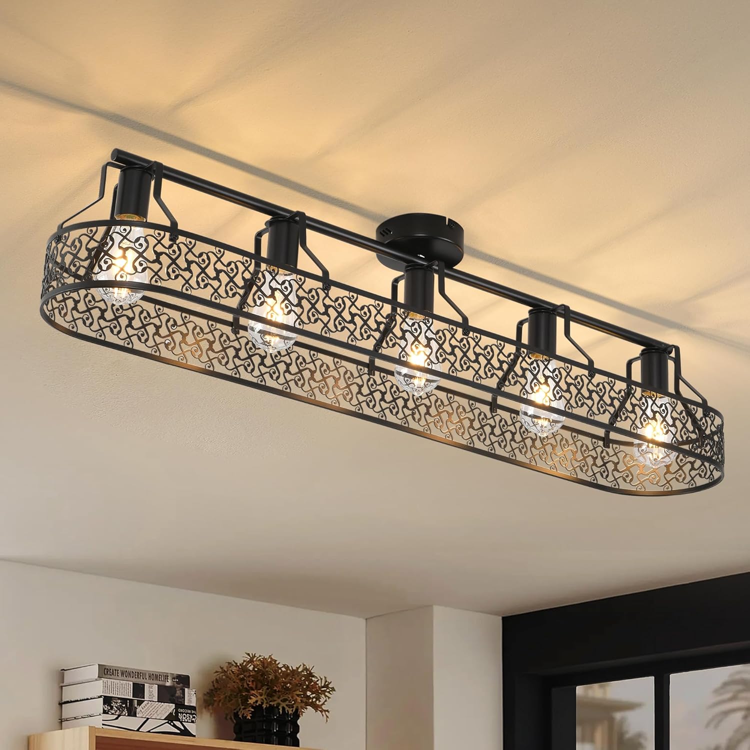 5-Light Black Farmhouse Ceiling Light