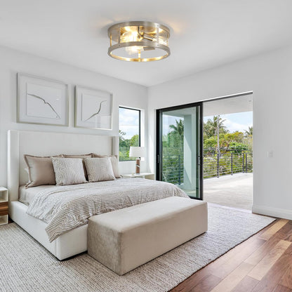 Brushed Nickel 3-Light Flush Mount Ceiling Light