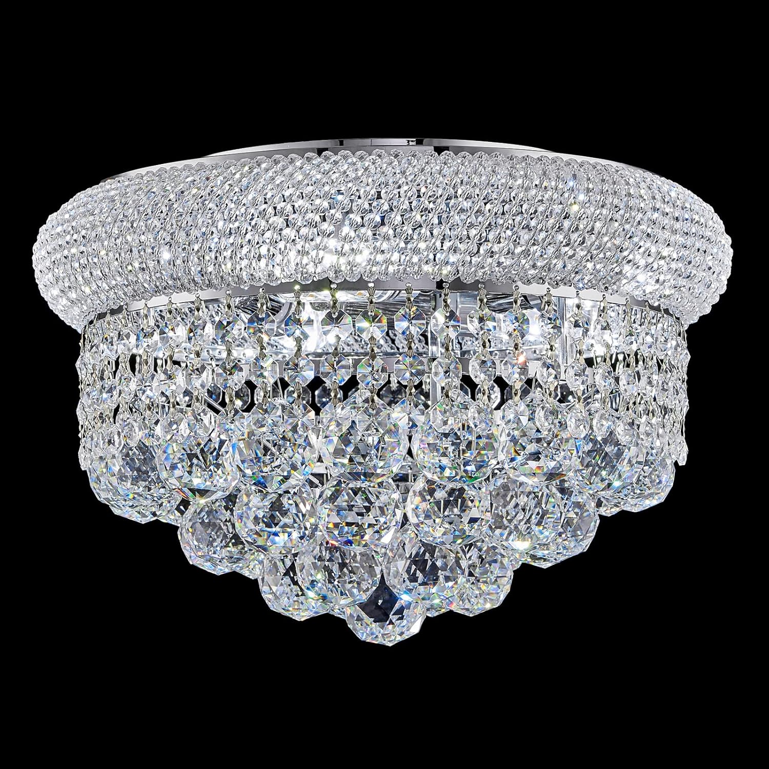 18-Light Crystal Flush Mount Chandelier