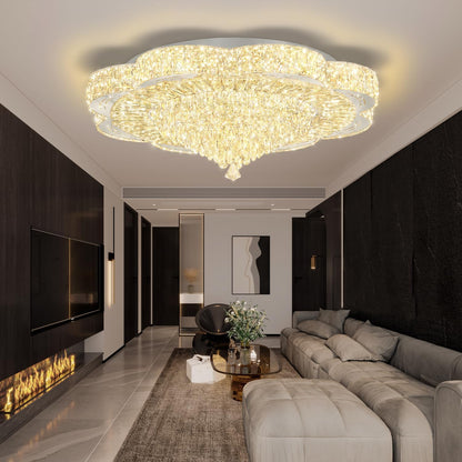 Modern Empire Crystal Chandelier 32" Chrome