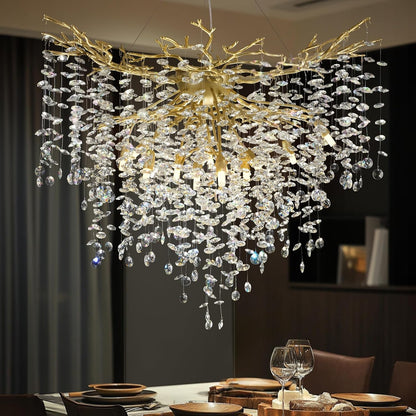 Gold Tree Branch Crystal Chandelier 32"