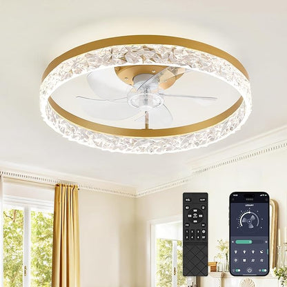 Modern Ceiling Fan with Dimmable Light and Remote