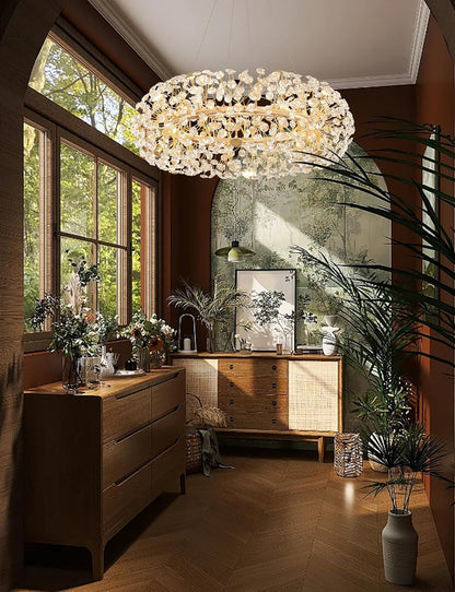 24" Firework Crystal Round Chandelier Chrome