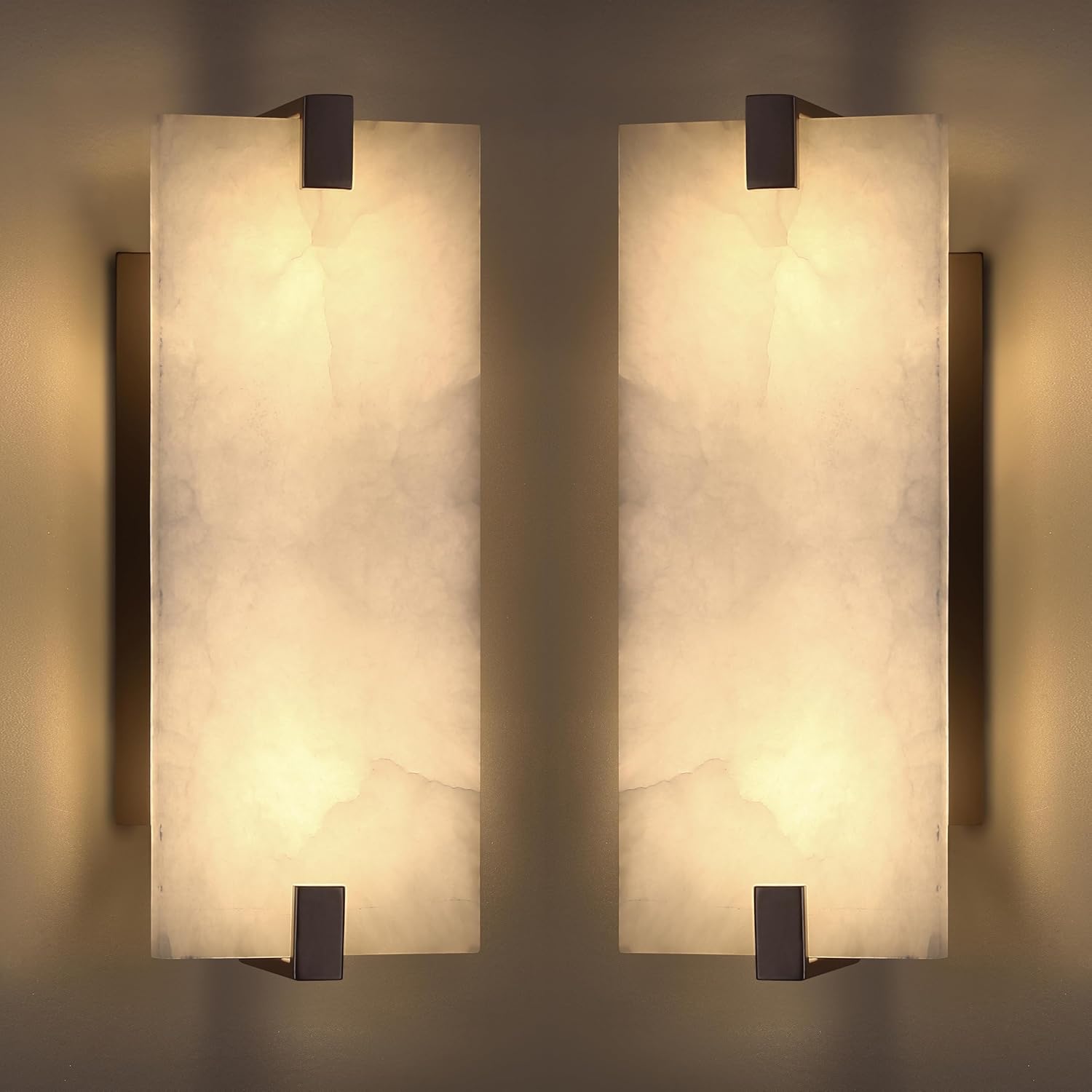 2-Pack 12.7" Alabaster Oval Bathroom Wall Sconce