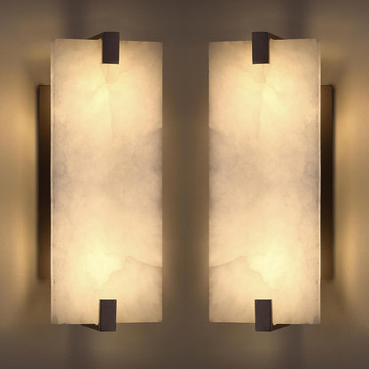 2-Pack 12.7" Alabaster Oval Bathroom Wall Sconce