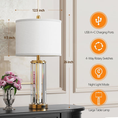 Gold USB Table Lamps Set of 2 – Nightlight LED