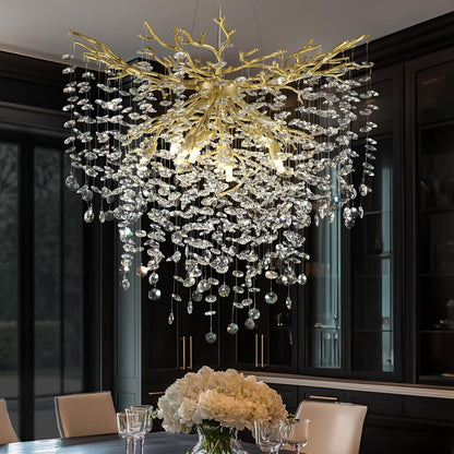 Gold Tree Branch Crystal Chandelier 32"