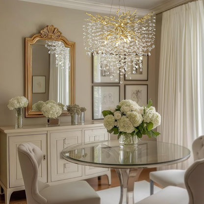 Gold Tree Branch Crystal Chandelier 32"