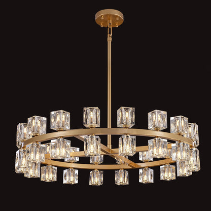 55" Gold Farmhouse Rectangular Chandelier 12L