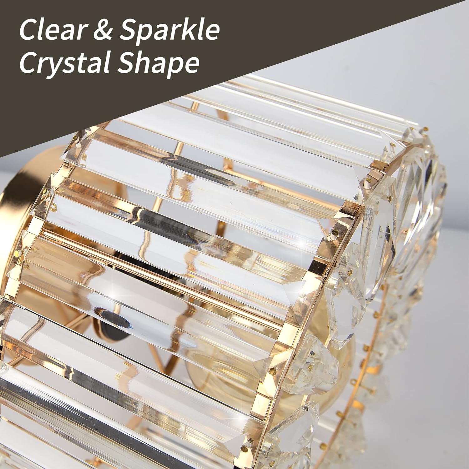 Gold Crystal Semi Flush Ceiling Light Fixture