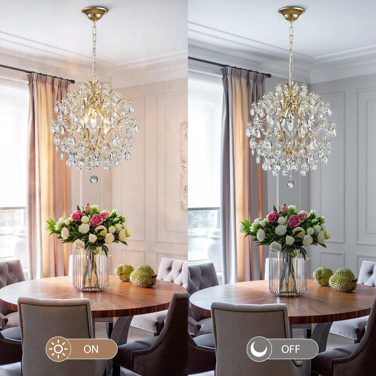 Modern Gold Pendant Chandelier – Crystal Raindrop Lighting