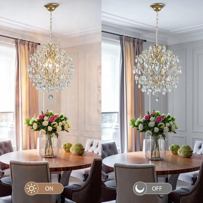 Modern Gold Pendant Chandelier – Crystal Raindrop Lighting