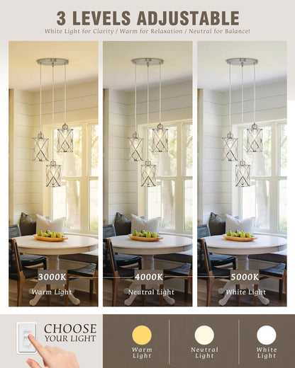 3-Light Brushed Nickel Pendant Chandelier