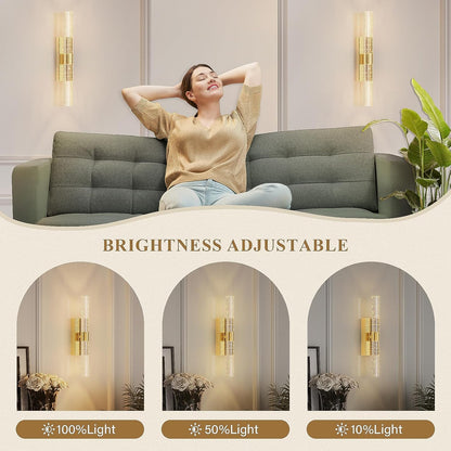 Gold Battery Wall Sconces Set of 2 – 15.3"
