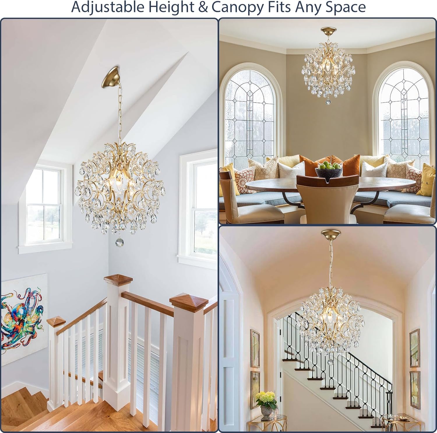 Modern Gold Pendant Chandelier – Crystal Raindrop Lighting