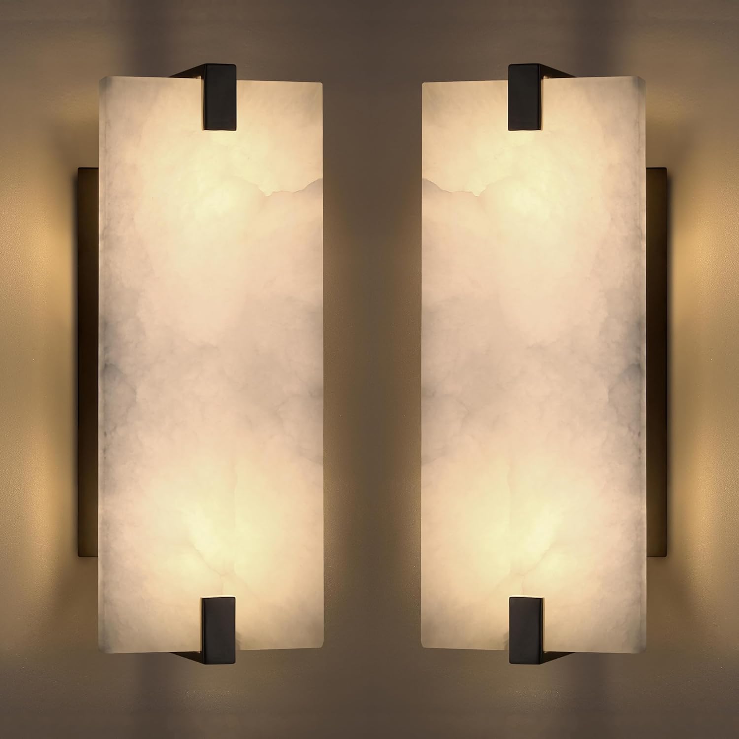 2-Pack 12.7" Alabaster Oval Bathroom Wall Sconce