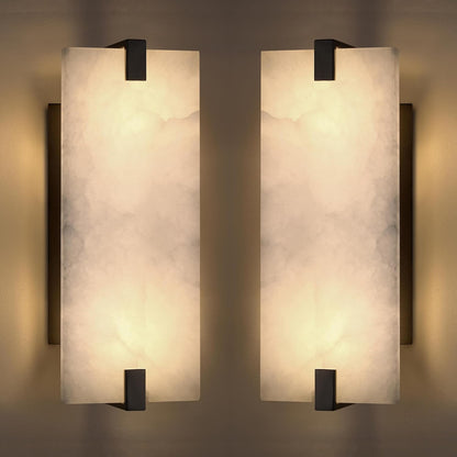 2-Pack 12.7" Alabaster Oval Bathroom Wall Sconce