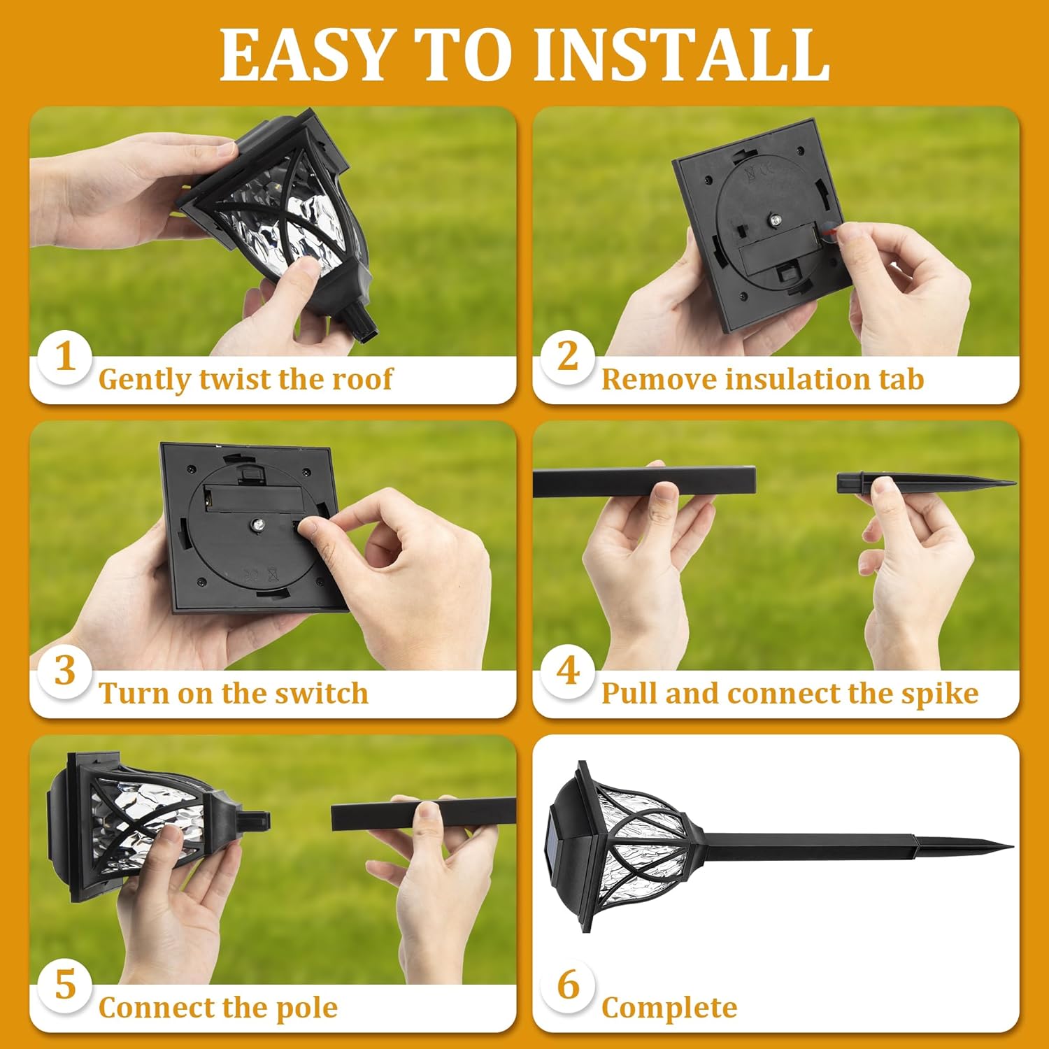Solar Garden Lights – 6 Pack, Warm White LED