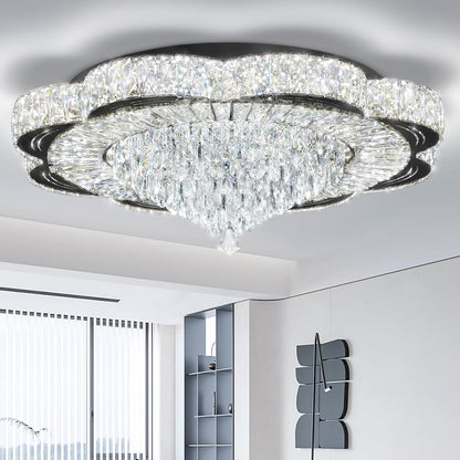 Modern Empire Crystal Chandelier 32" Chrome