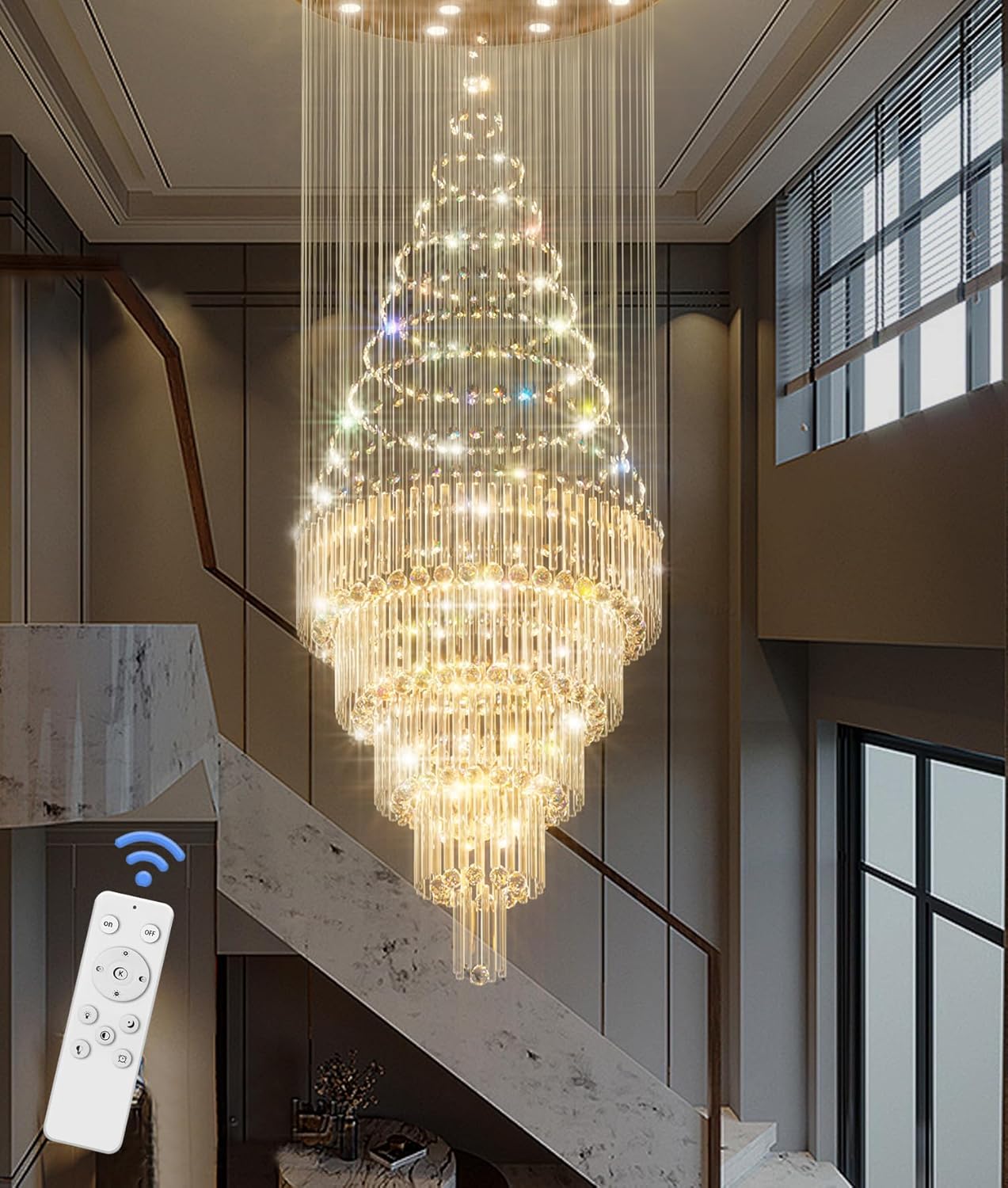 D24"×H86" Modern Raindrop Crystal Foyer Chandelier
