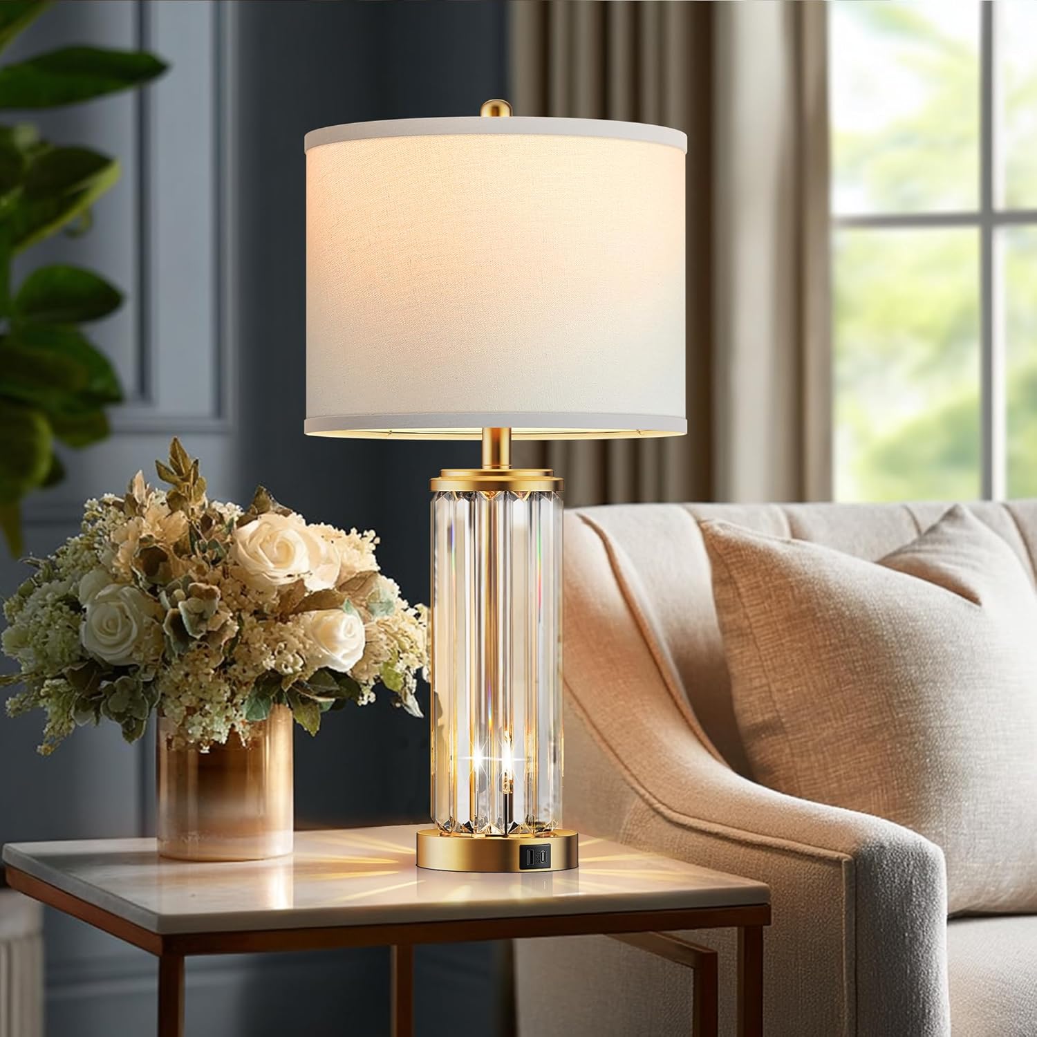 Gold USB Table Lamps Set of 2 – Nightlight LED