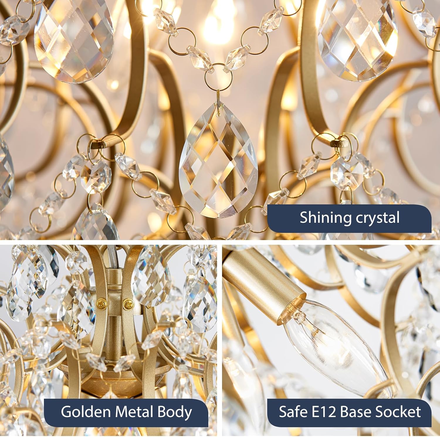 Modern Gold Pendant Chandelier – Crystal Raindrop Lighting