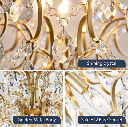 Modern Gold Pendant Chandelier – Crystal Raindrop Lighting
