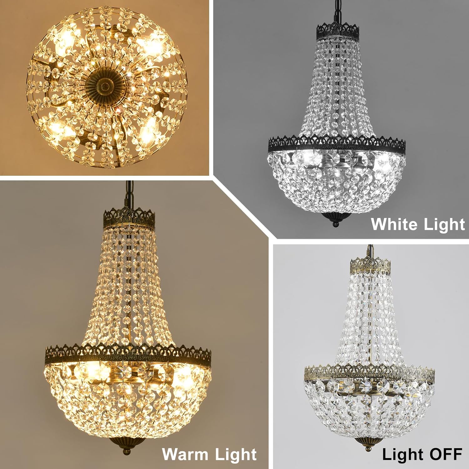 4-Light French Empire Mini Crystal Chandelier – Bronze Finish
