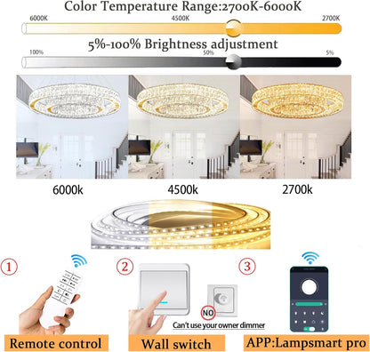 D32"+D20" Modern 2-Ring Crystal LED Chandelier