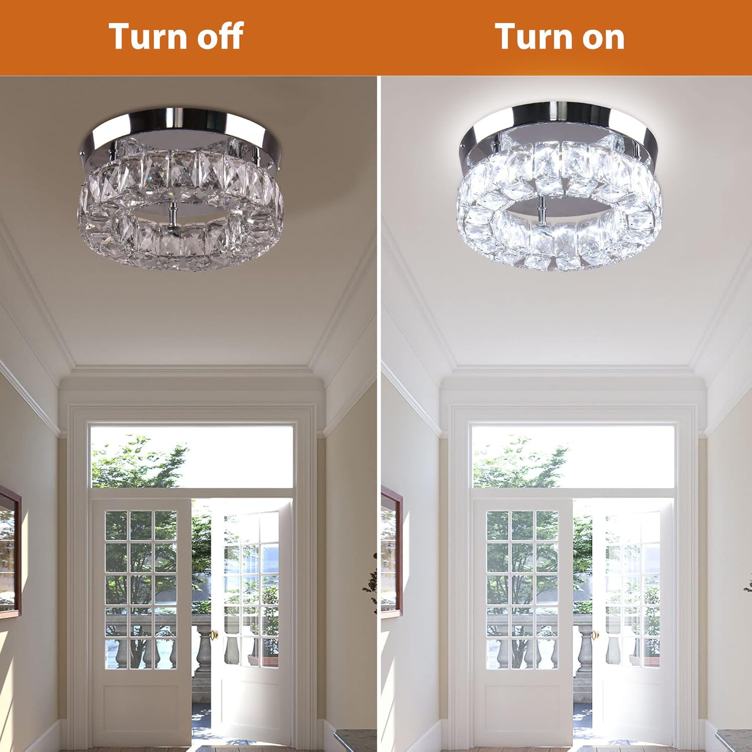 9.8" LED Crystal Ceiling Light – 6000K, 15W