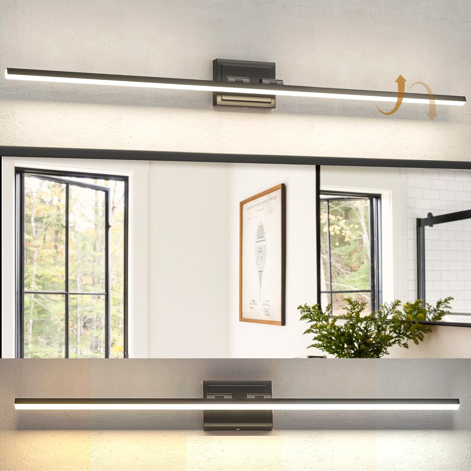 48" Black LED Vanity Light – 5CCT, Dimmable