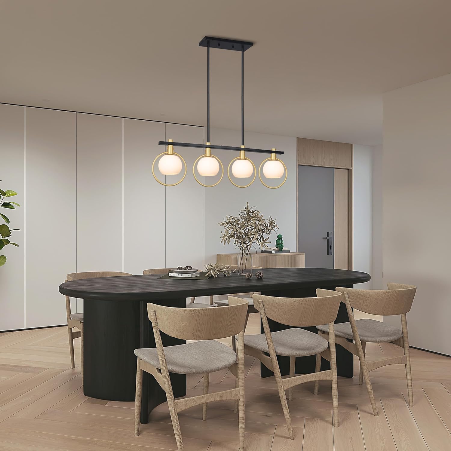 Gold Black 4-Light Kitchen Island Chandelier
