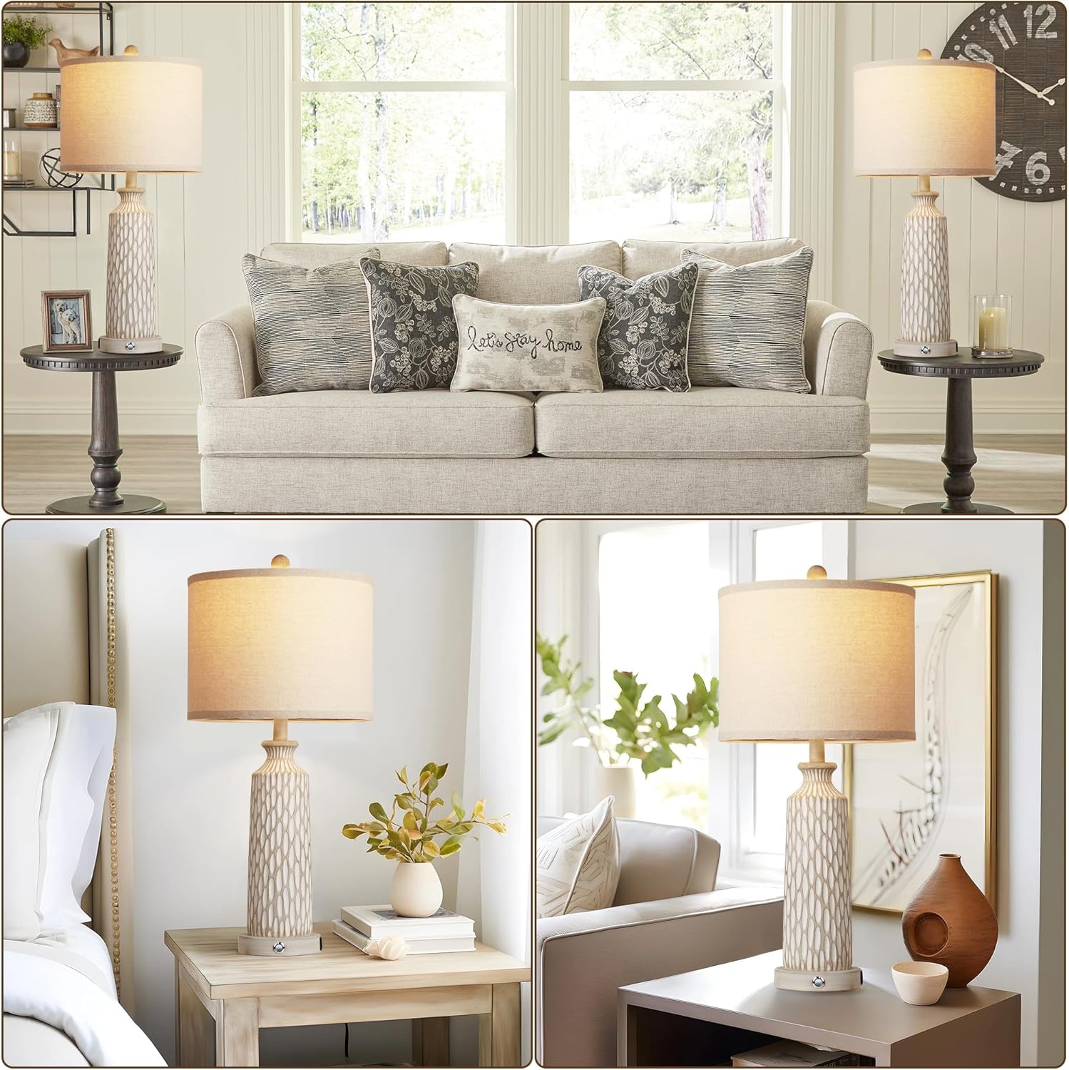 Touch Table Lamps – Set of 2, USB A+C, 3-Way Dim