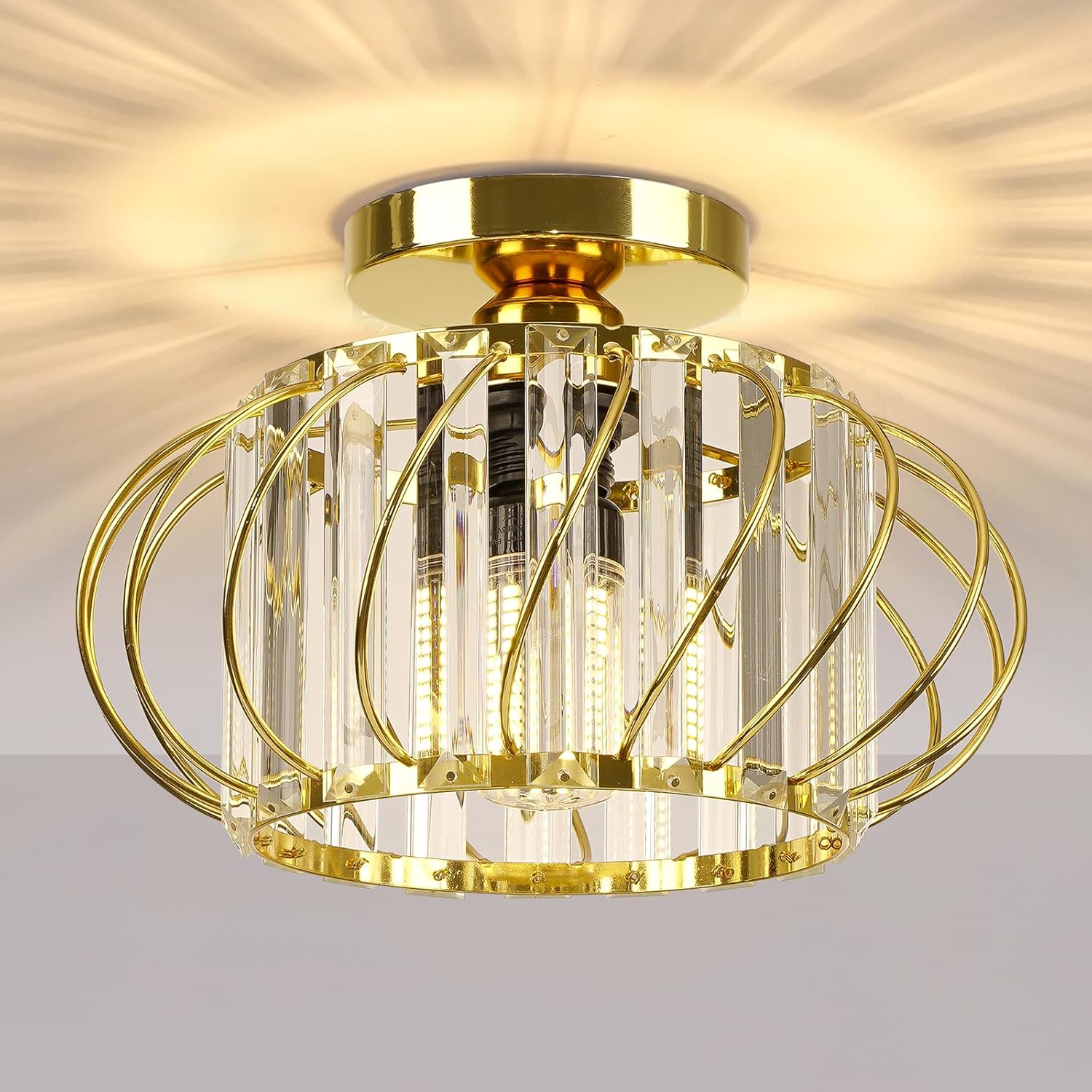 Crystal Chrome Semi Flush Mount Chandelier