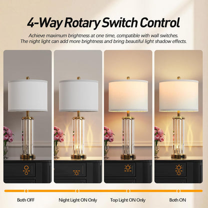 Gold USB Table Lamps Set of 2 – Nightlight LED