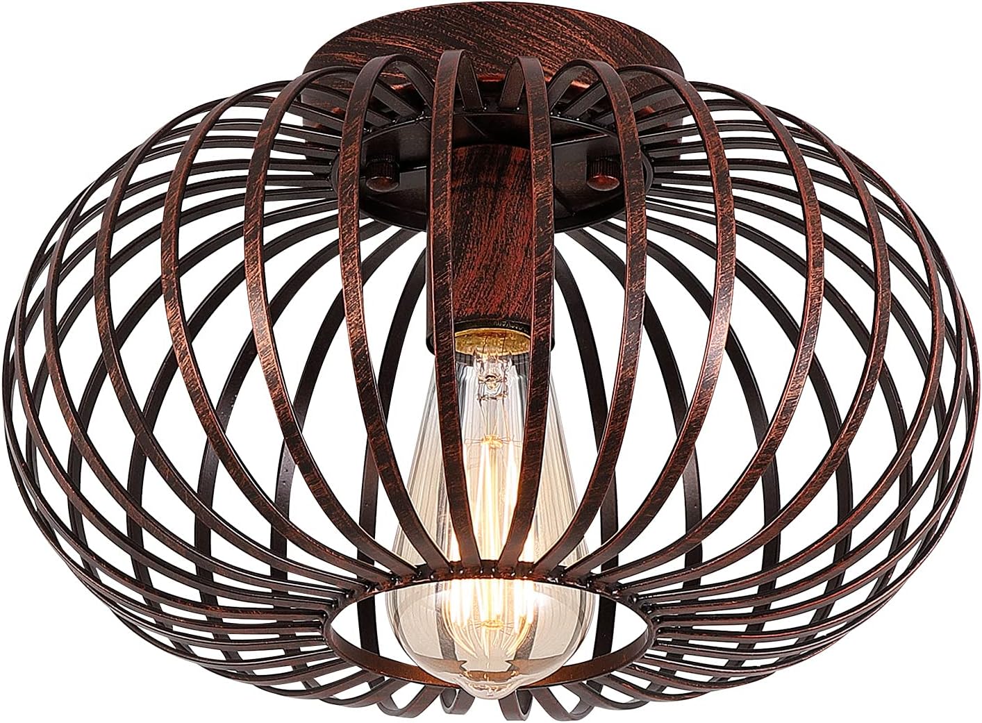 Modern Gold Cage Flush Mount Light