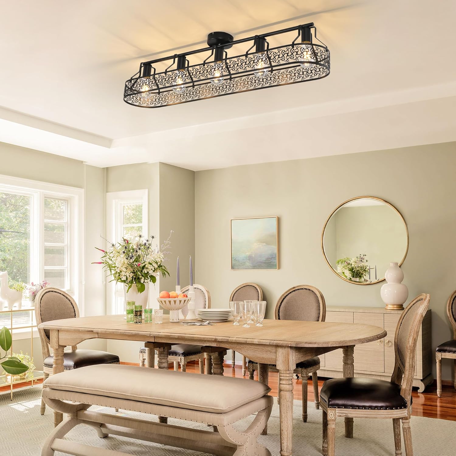 5-Light Black Farmhouse Ceiling Light