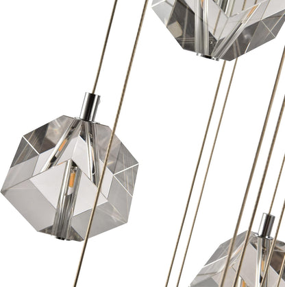 Cube Crystal Raindrop Chandelier 42" Chrome 14L