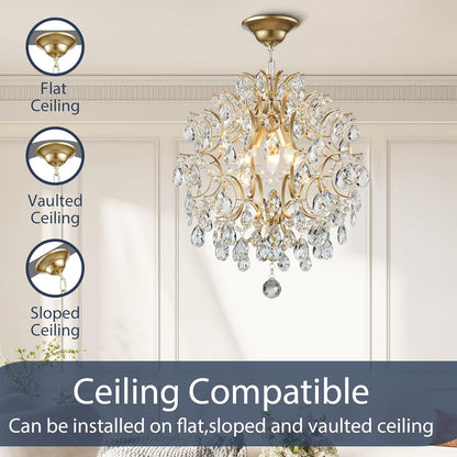 Modern Gold Pendant Chandelier – Crystal Raindrop Lighting