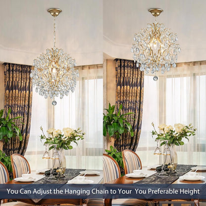 Modern Gold Pendant Chandelier – Crystal Raindrop Lighting