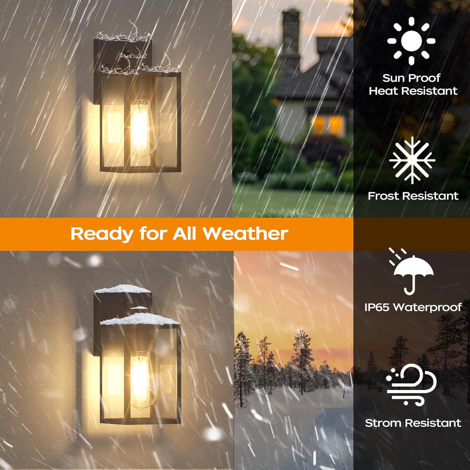 Dusk to Dawn Wall Lantern – Black, Waterproof