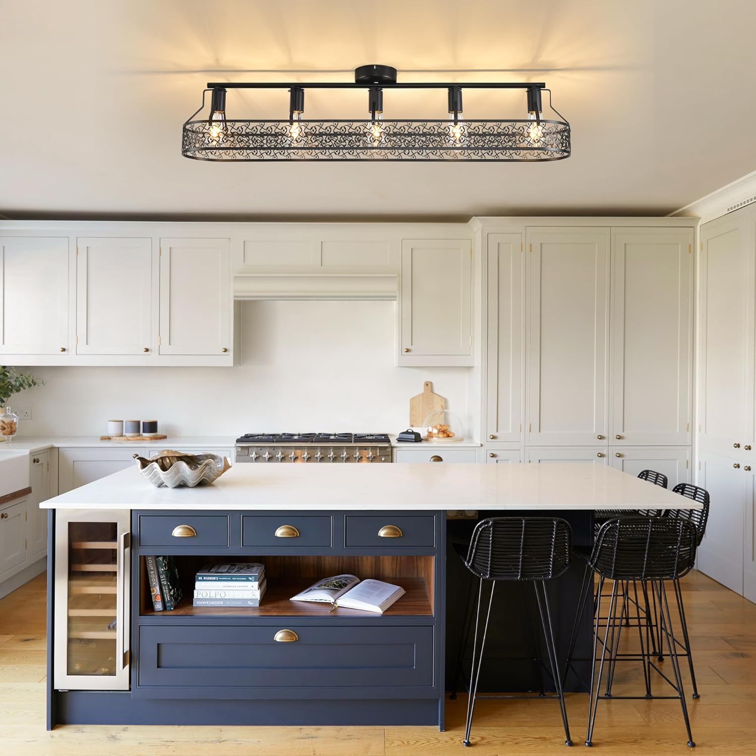 5-Light Black Farmhouse Ceiling Light