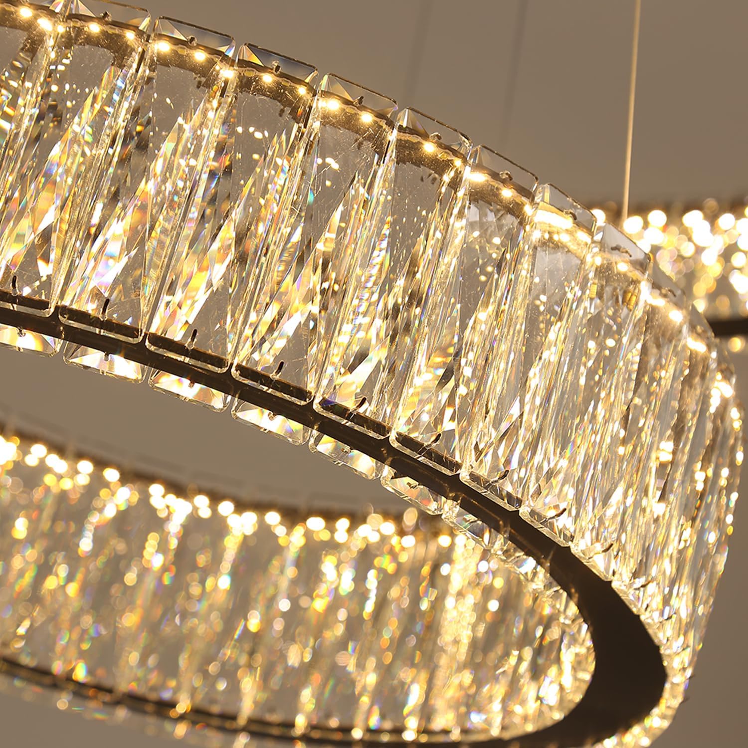 D32"+D20" Modern 2-Ring Crystal LED Chandelier