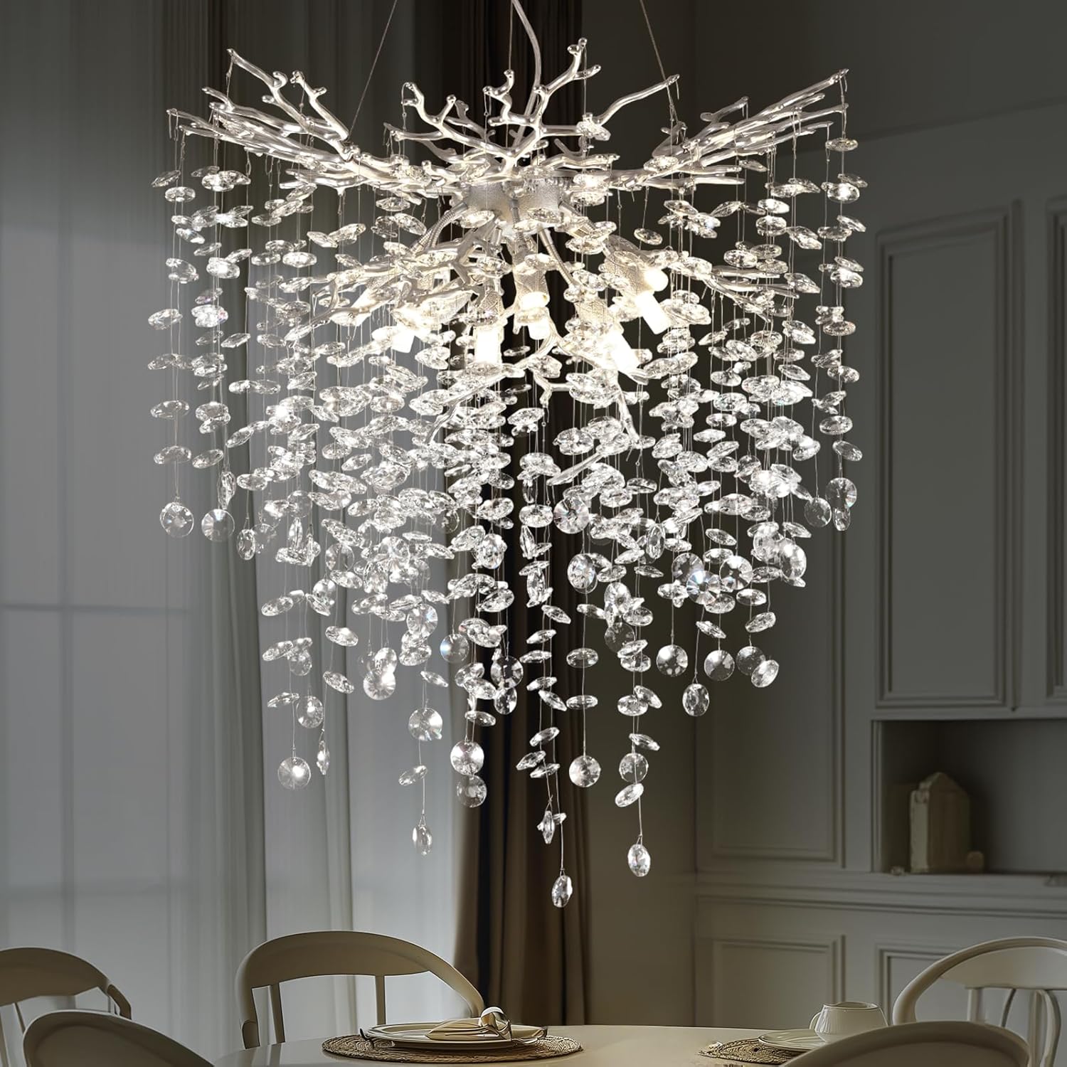Gold Tree Branch Crystal Chandelier 32"