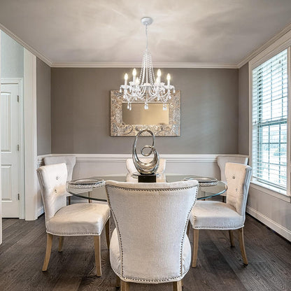 White Crystal Chandelier – 6-Light Elegant