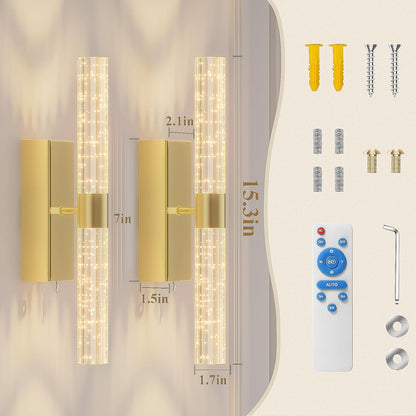 Gold Battery Wall Sconces Set of 2 – 15.3"