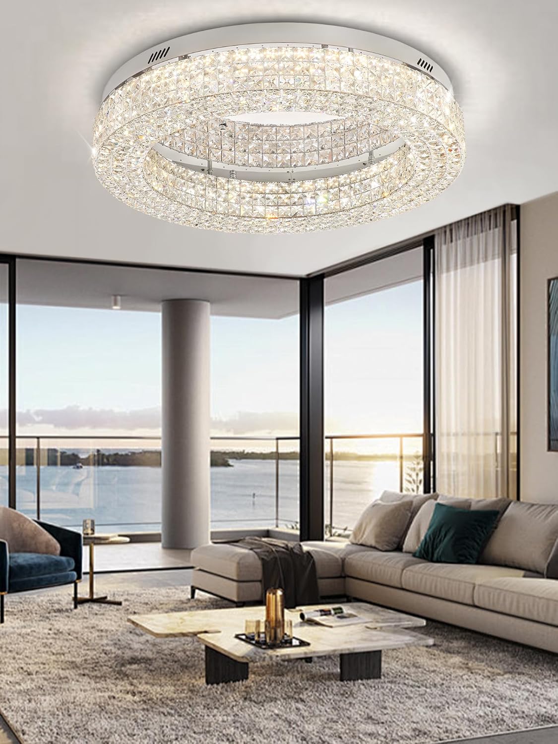 32” Modern Crystal LED Chandelier