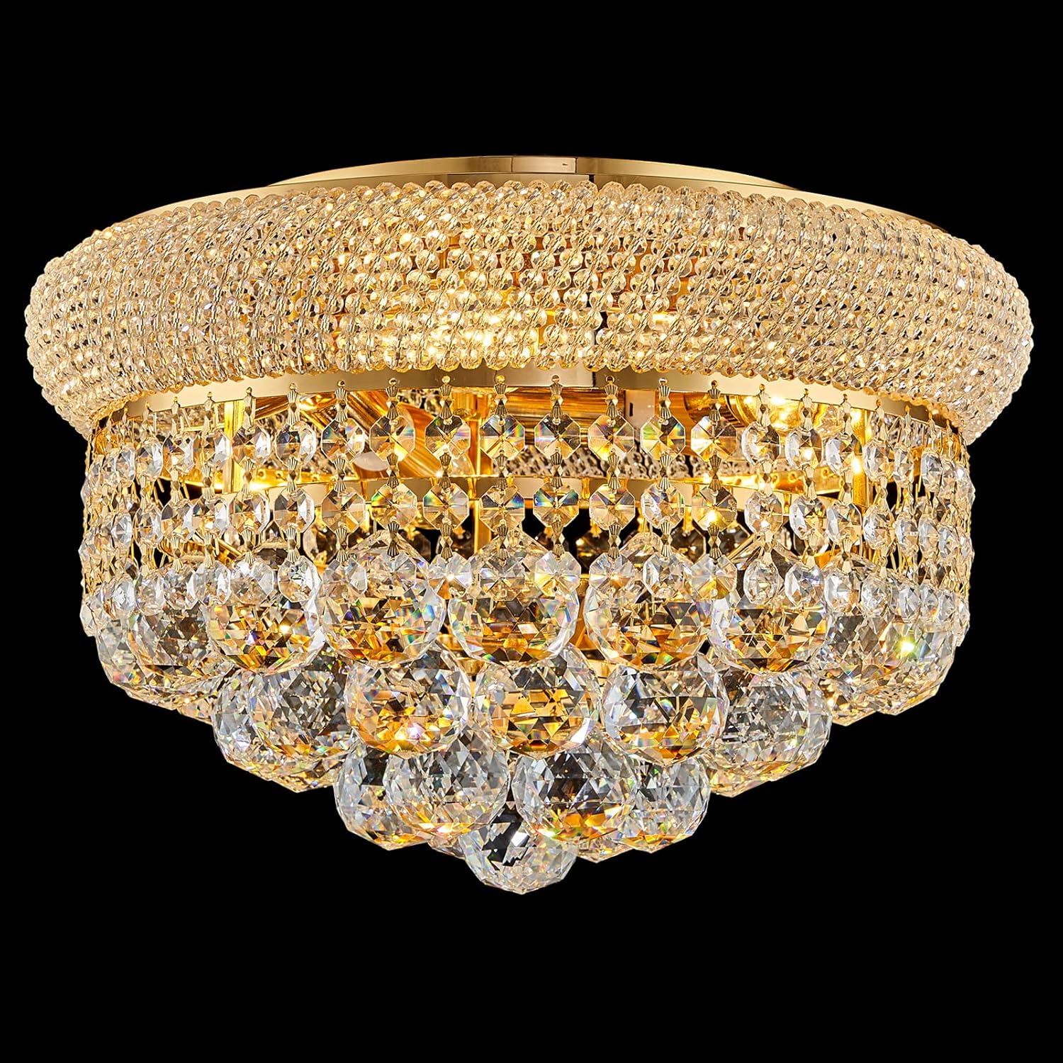 18-Light Crystal Flush Mount Chandelier