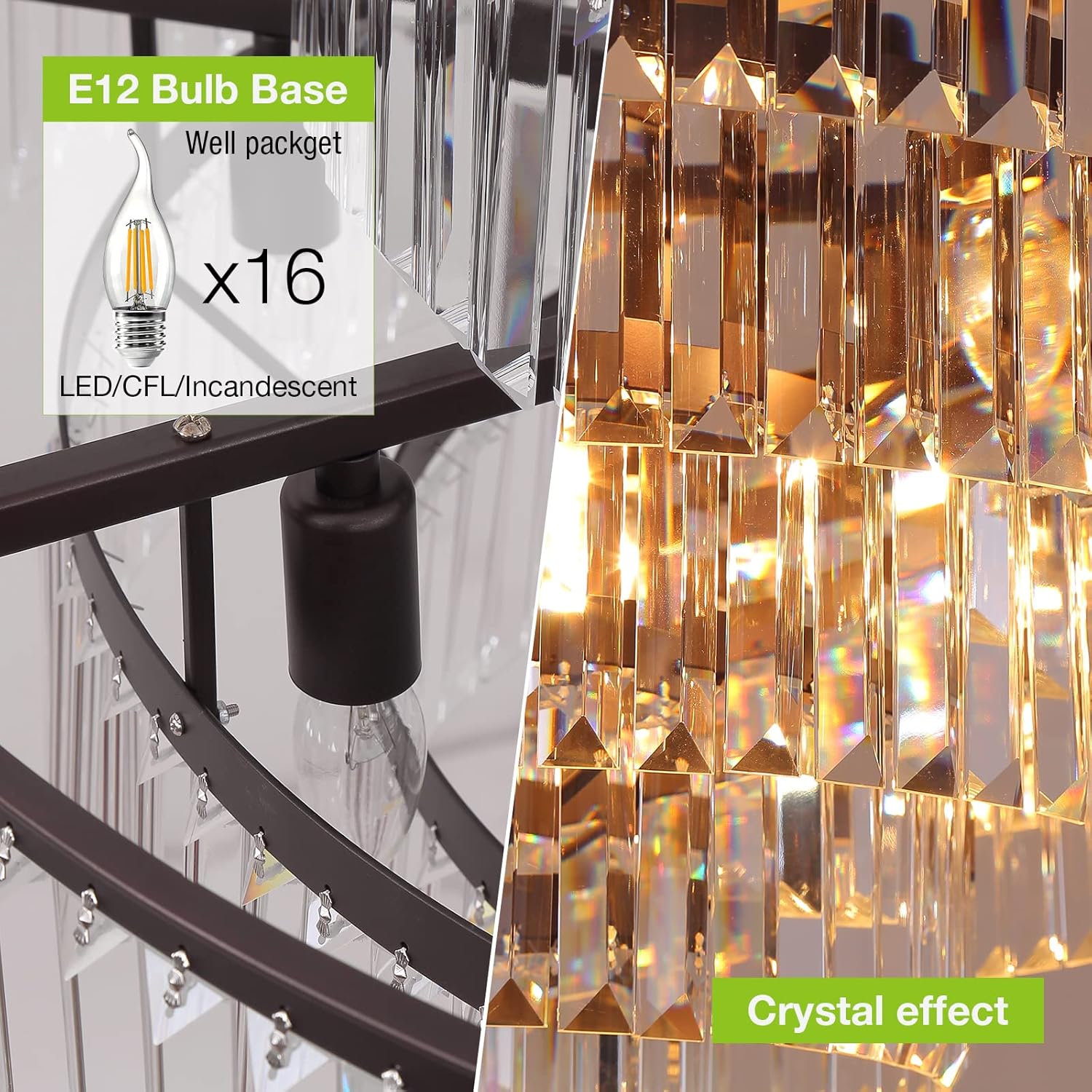 31" Oil Brown 6-Tier K9 Crystal Chandelier